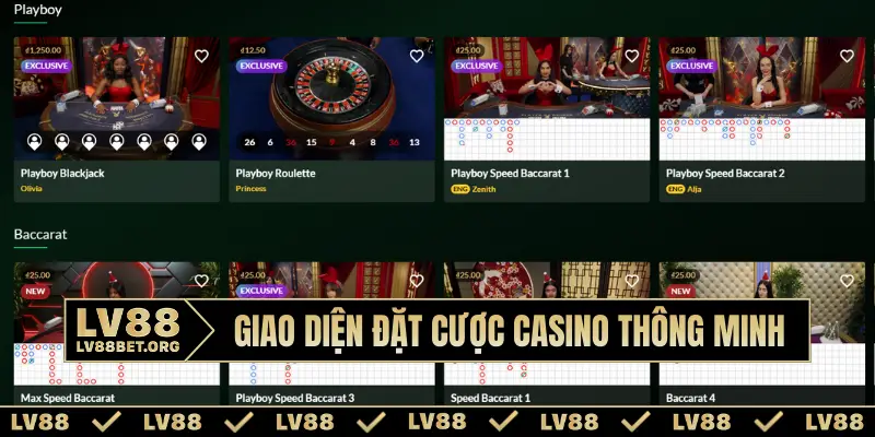 Giao diện đặt cược casino thông minh