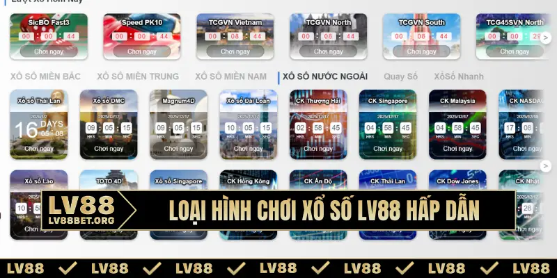 Loại hình chơi xổ số LV88 hấp dẫn