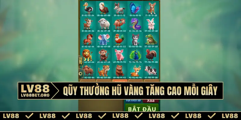 Qũy thưởng hũ vàng tăng cao mỗi giây